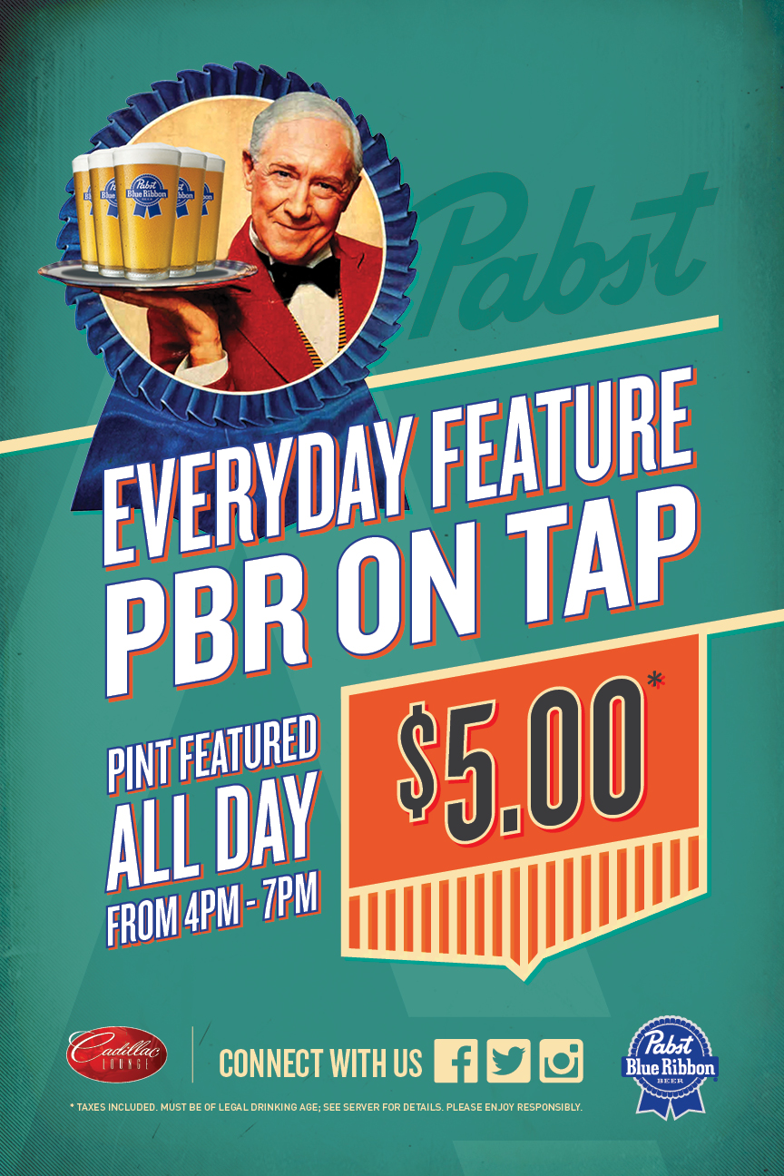 Pabst Blue Ribbon Draught Feature POS, Cadillac Lounge