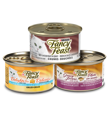 FancyFeast Cat Food stacked